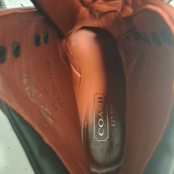 COACH Lucia Black W/Red Trim Lace  Up Heeled Boots!!! Size 6.5 - Picture 7 of 12